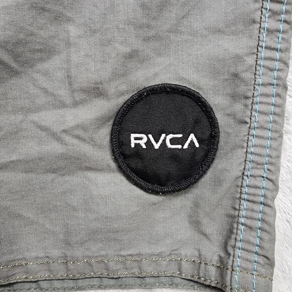 RVCA Board Shorts Mens 31 Blue Orange Gray Striped Vintage Brushed Tie Front - Picture 2 of 14
